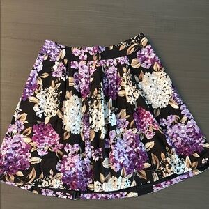 White House Black Market Floral A-Line Skirt - Black and Purple